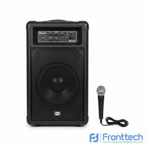 FrontTech Ahuja WP-225 portable PA system with Bluetooth and wired microphone front view