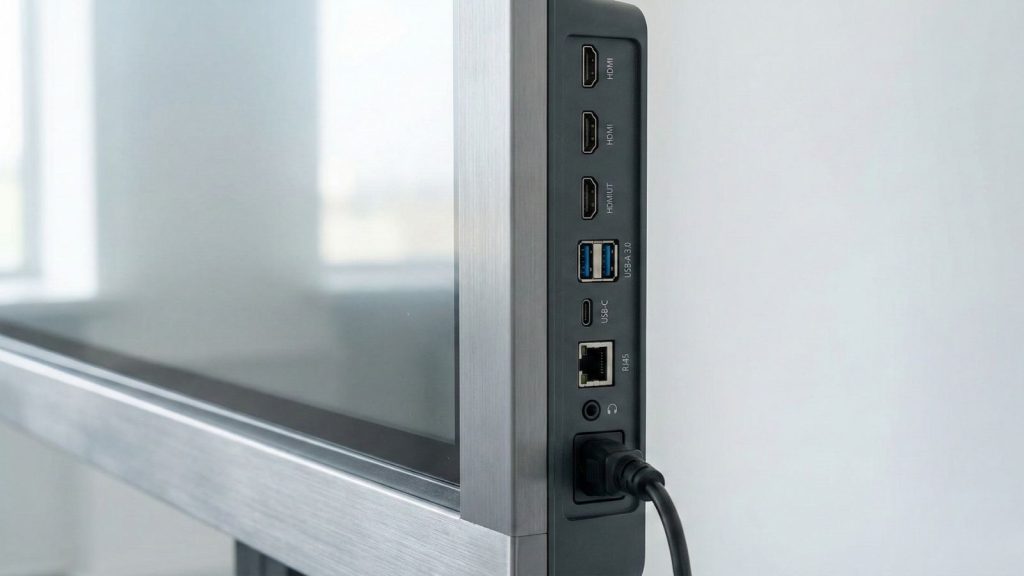 65-Inch Interactive Whiteboard showing HDMI USB and connectivity ports