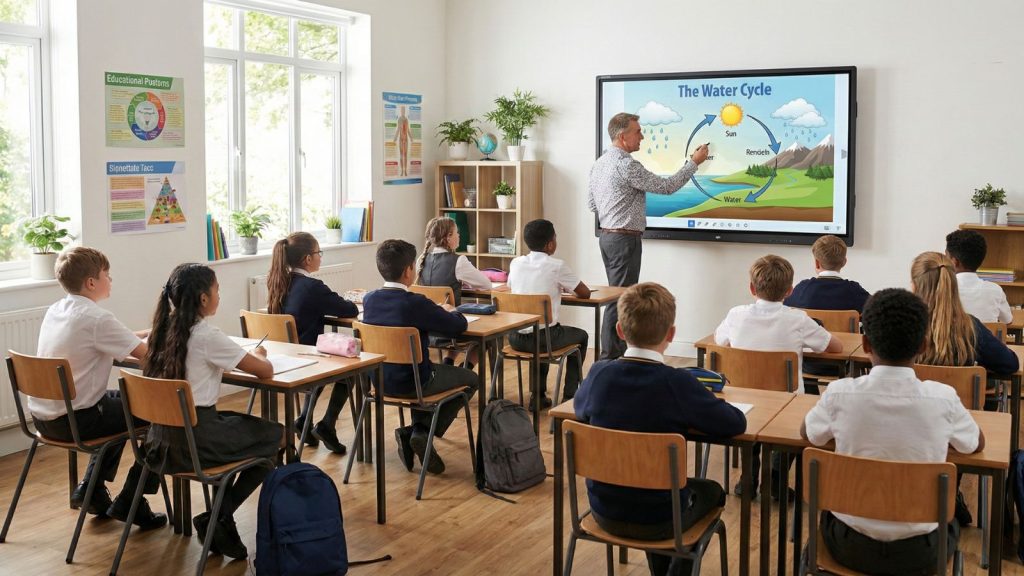 75-Inch Interactive Whiteboard used in classroom for teaching and digital presentation