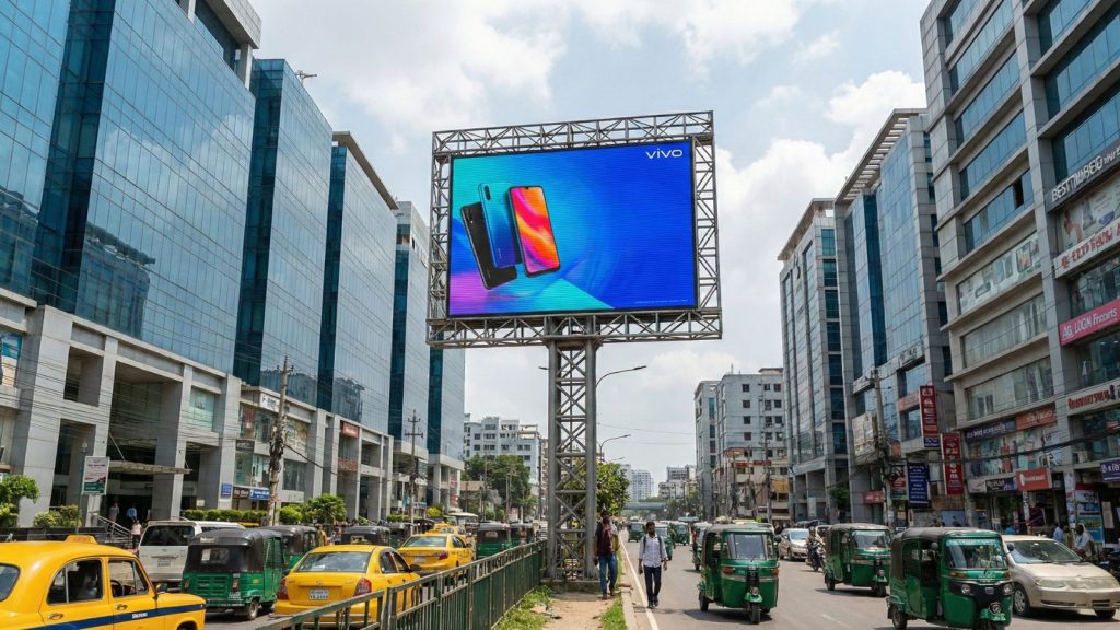 Outdoor LED Display rooftop billboard installation on building