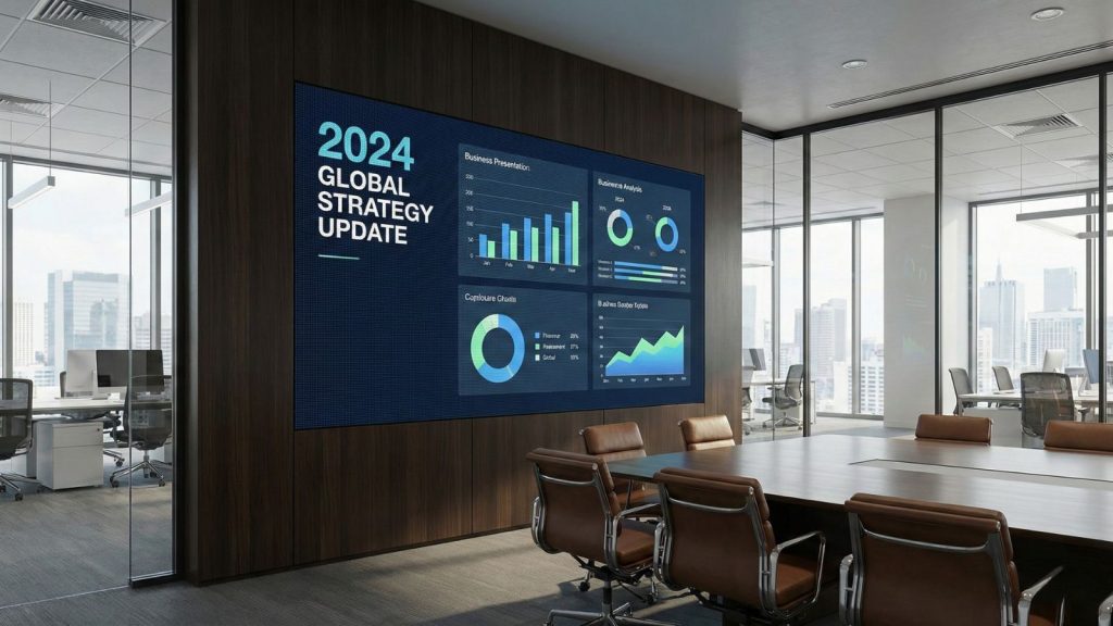 Indoor LED Display overview installed in a corporate office