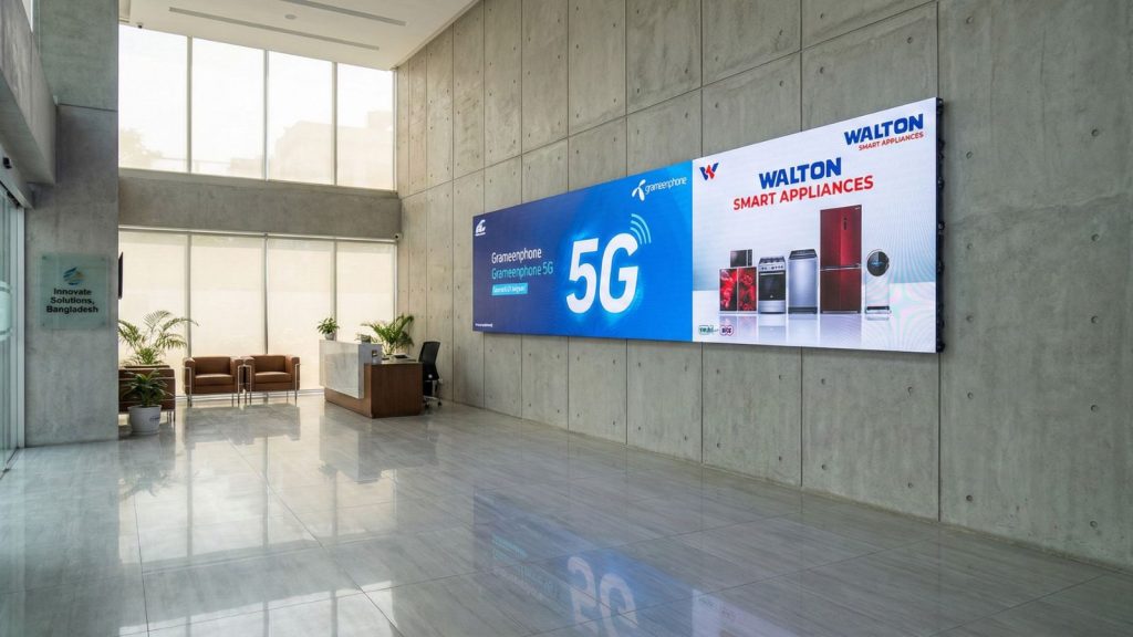 Indoor LED Display installed in a showroom wall in Bangladesh