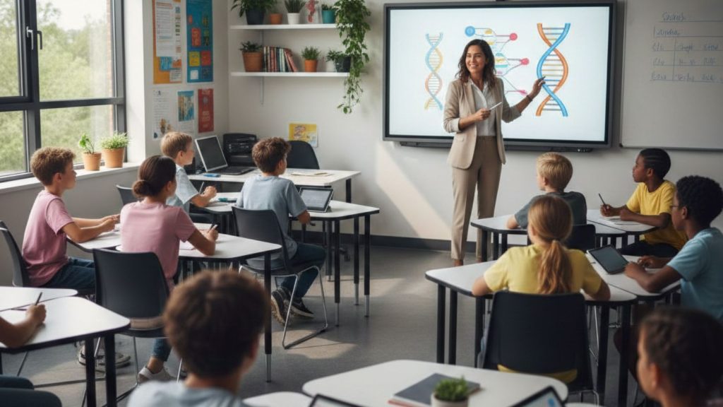 Interactive Whiteboard used in classroom for digital teaching