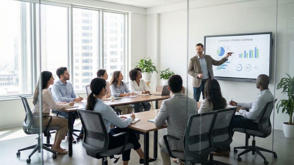 Interactive Whiteboard for Training Rooms used in corporate training session with trainer and trainees