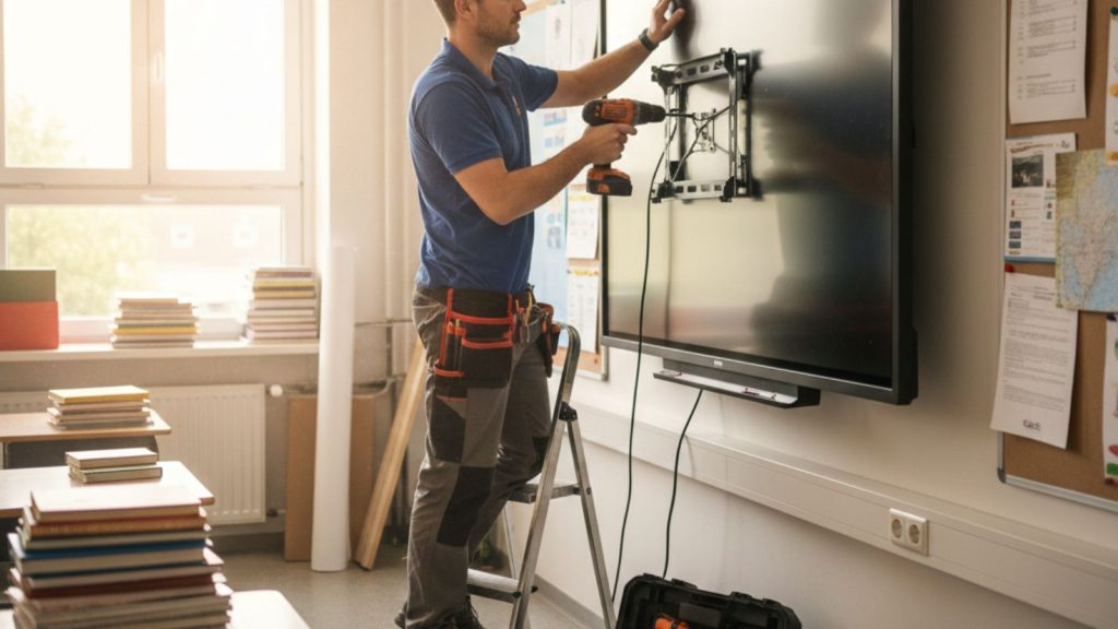 Interactive Whiteboard installed on classroom wall