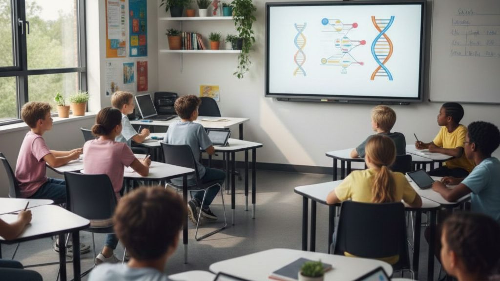 Interactive Whiteboard wall mounted in classroom