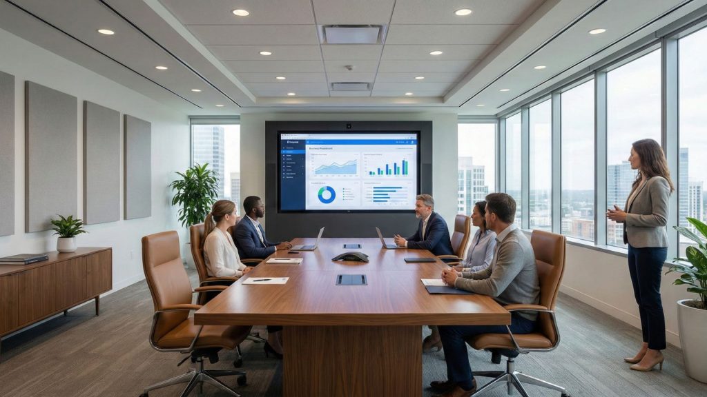LED Display used in corporate office for branding and communication.