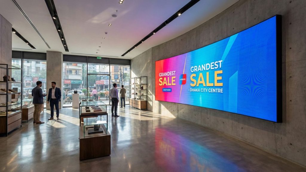 Indoor LED Display installed in a retail showroom in Bangladesh