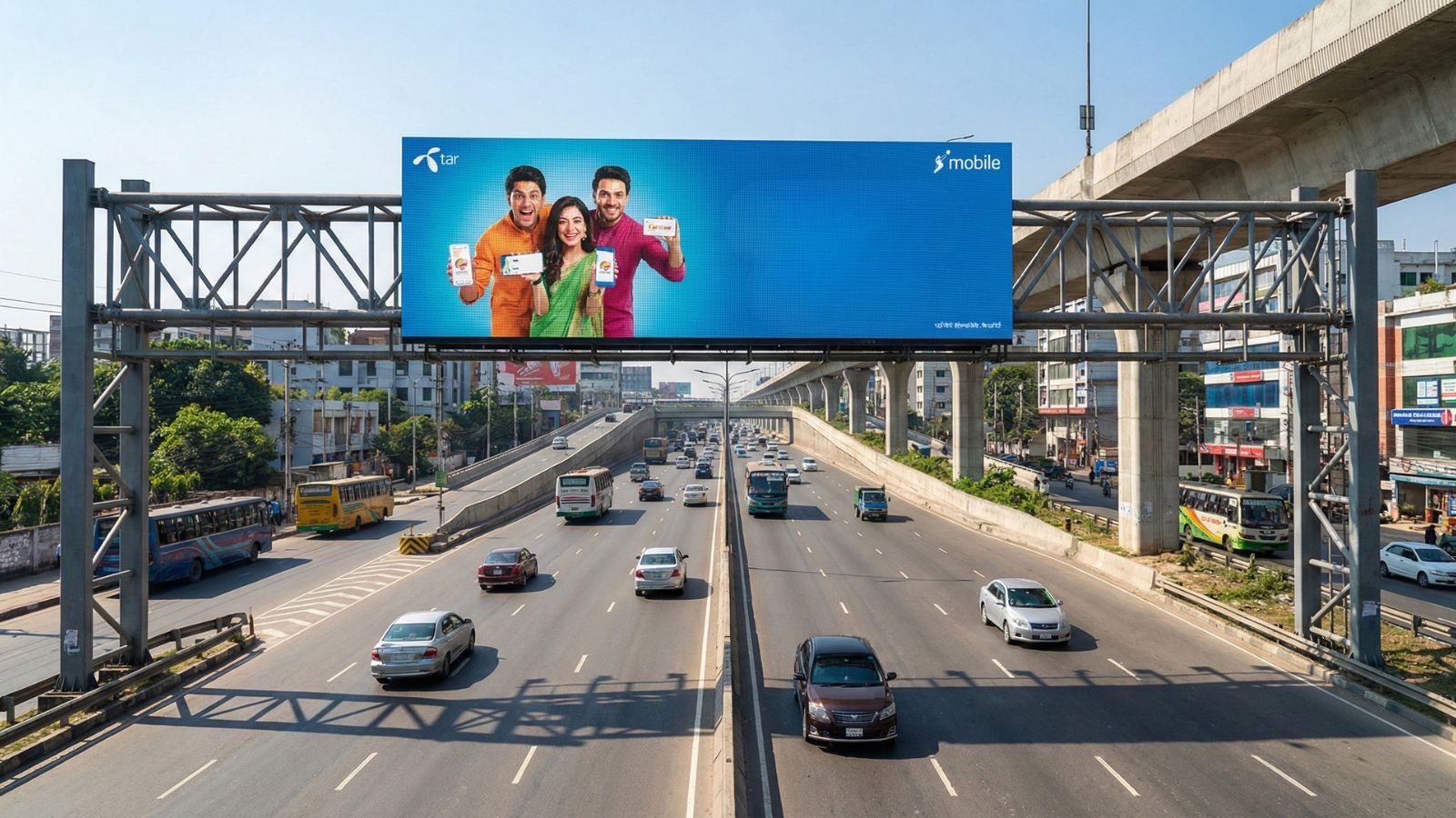Outdoor LED Display billboard installed on highway in Bangladesh