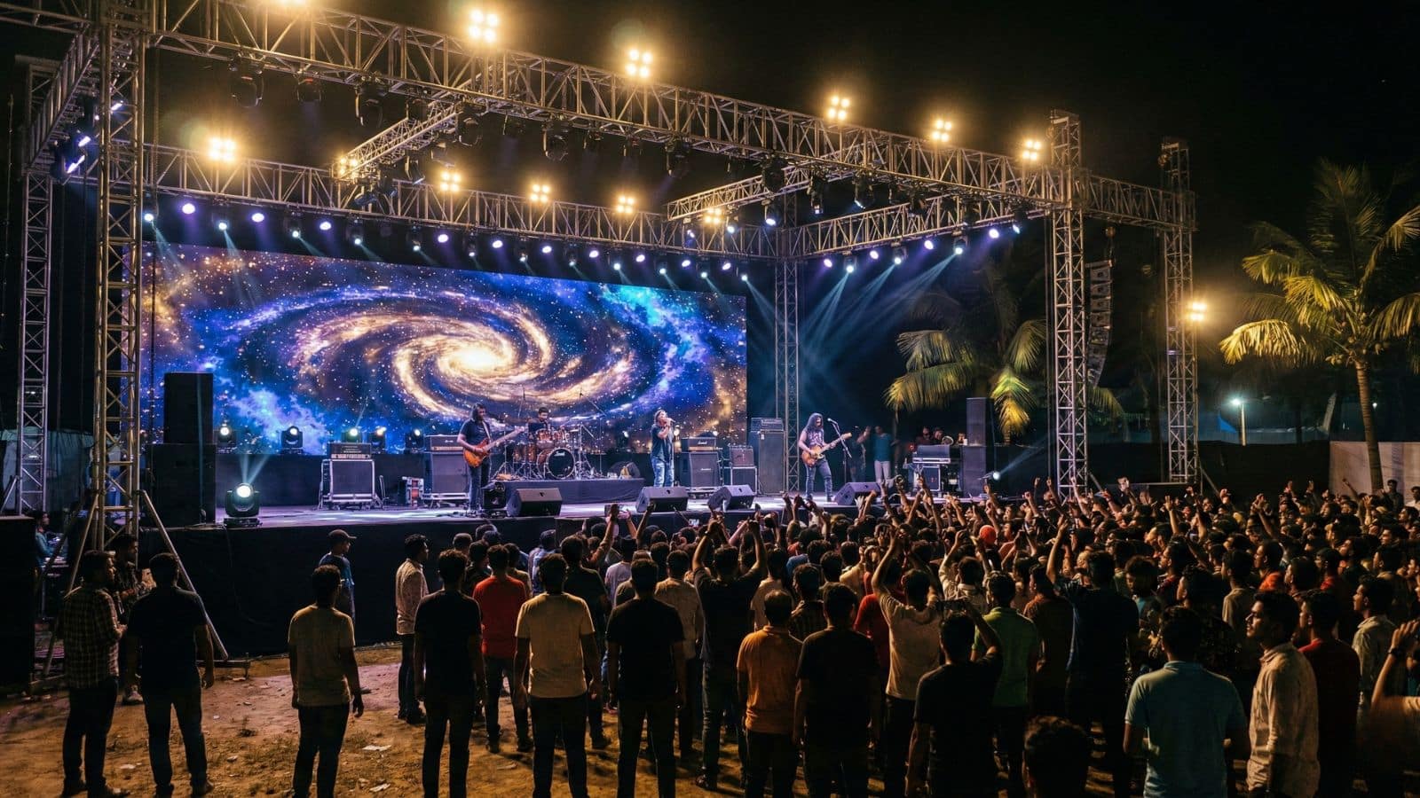 Rental LED display installed on outdoor concert stage in Bangladesh