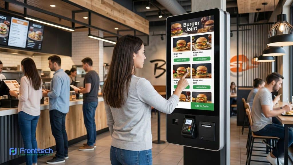 43 inch interactive digital kiosk used in retail and restaurants