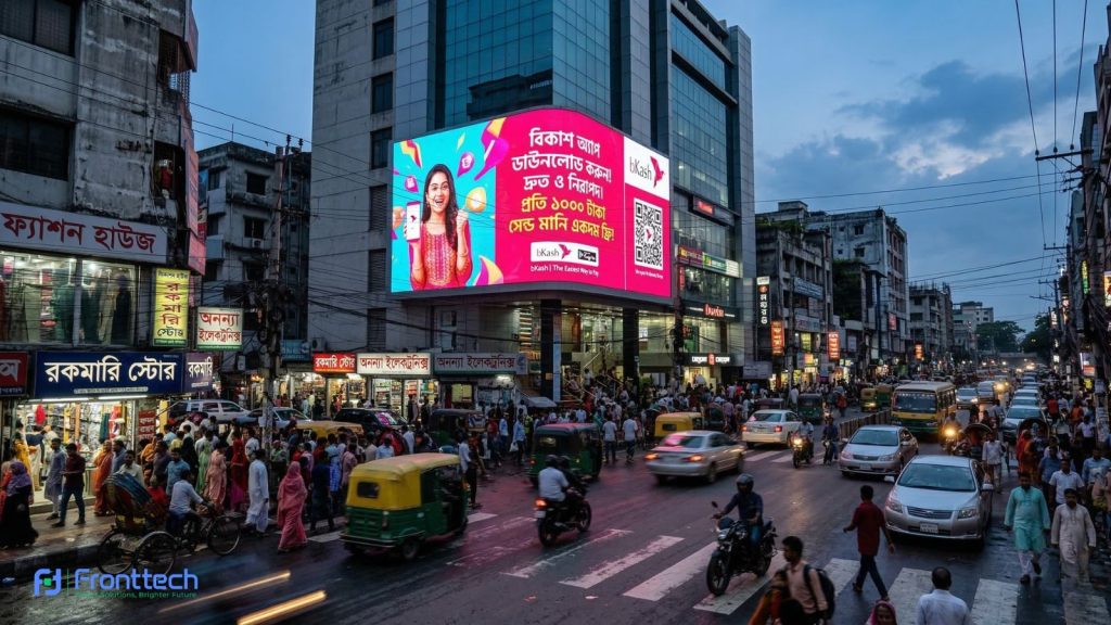 digital LED display billboard advertising city street