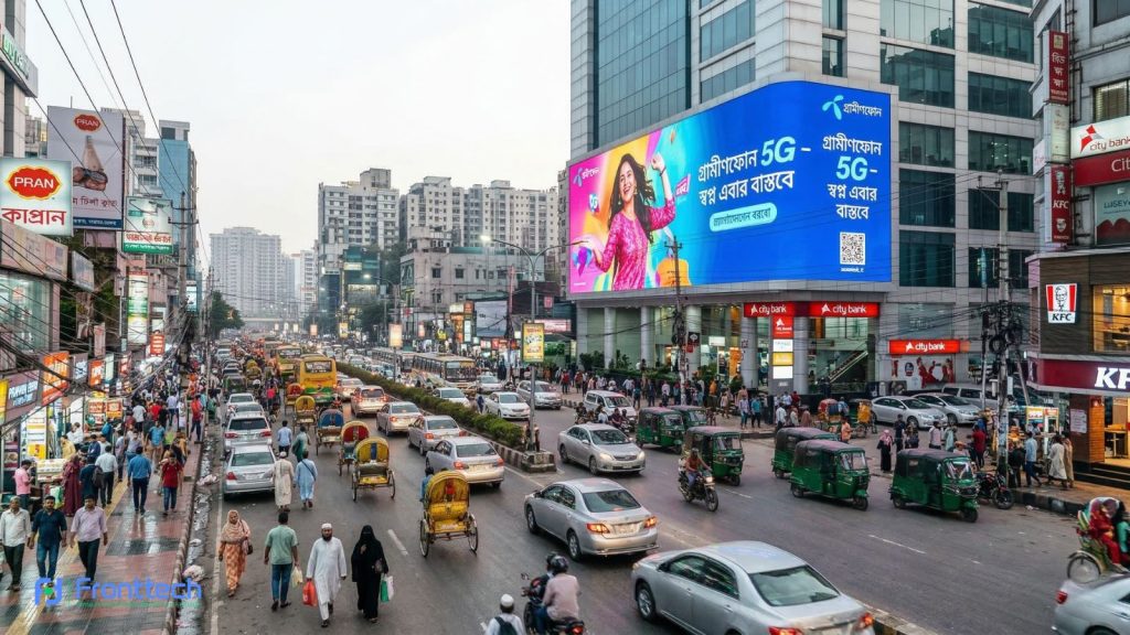 Digital outdoor LED signage display used for commercial advertising