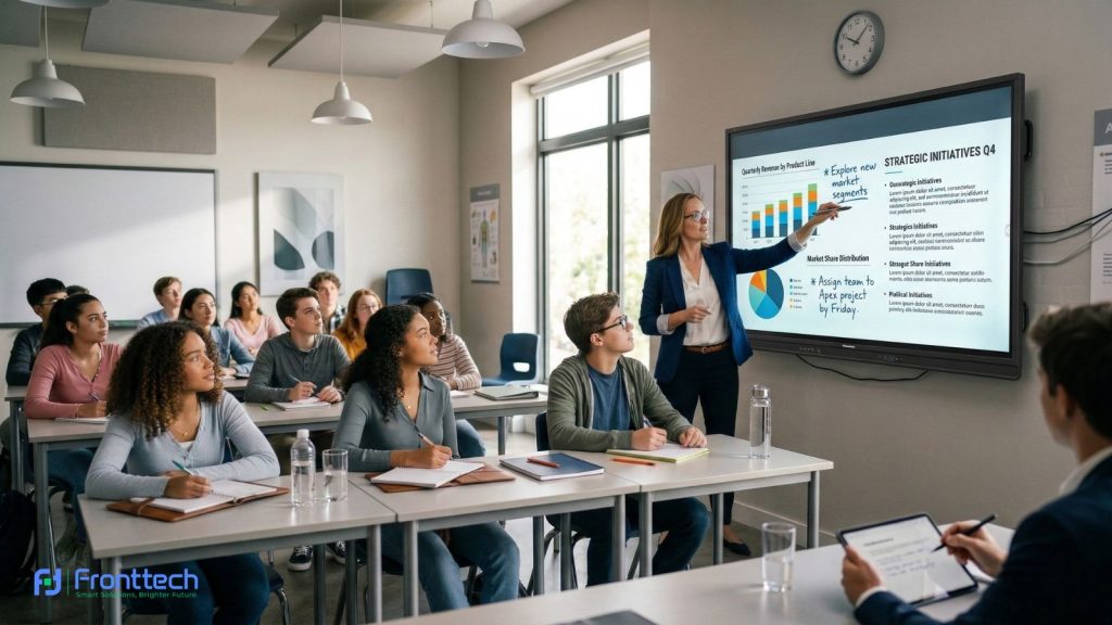 Interactive flat panel digital whiteboard used for presentations and collaboration