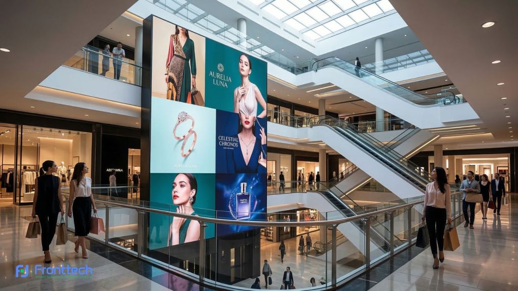 LED video wall display used for commercial advertising in shopping mall