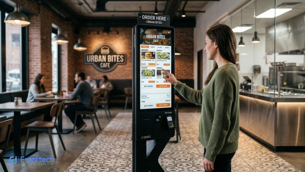 touch screen kiosk used for digital self ordering in restaurant