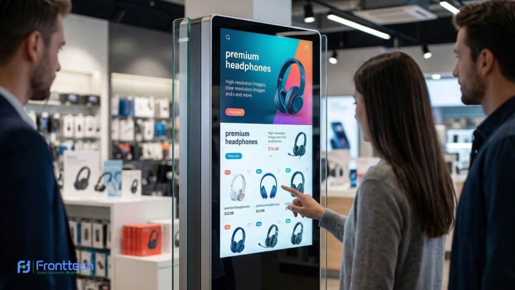 Touch screen kiosk IPS display showing wide viewing angle