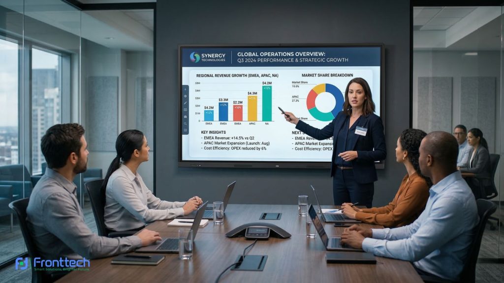 wireless screen casting from laptop to interactive flat panel display